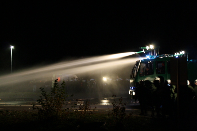 Castor water cannon at night