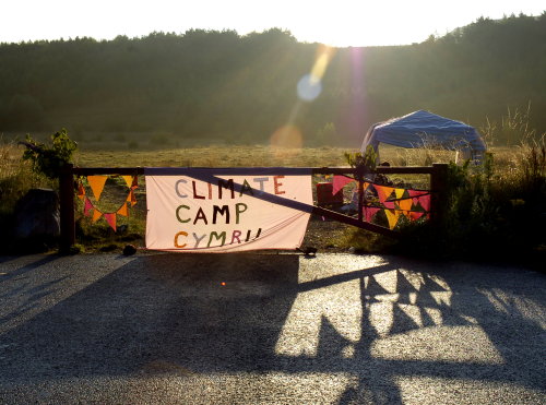 Climate Camp Cymru welcome banner