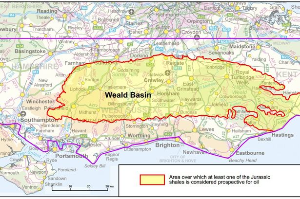 The Weald Basin in the south east which contains billions of barrels of shale oil, according to British Geological Survey, published May 23 2014